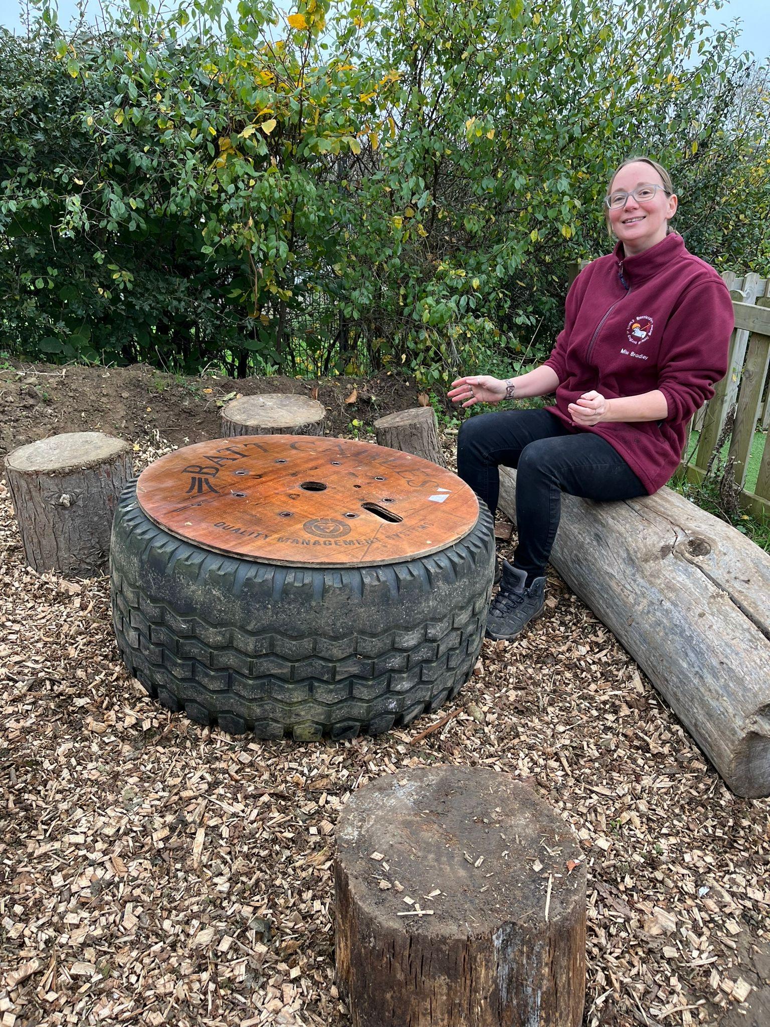 A table top for the Mud Kitchen Cafe.